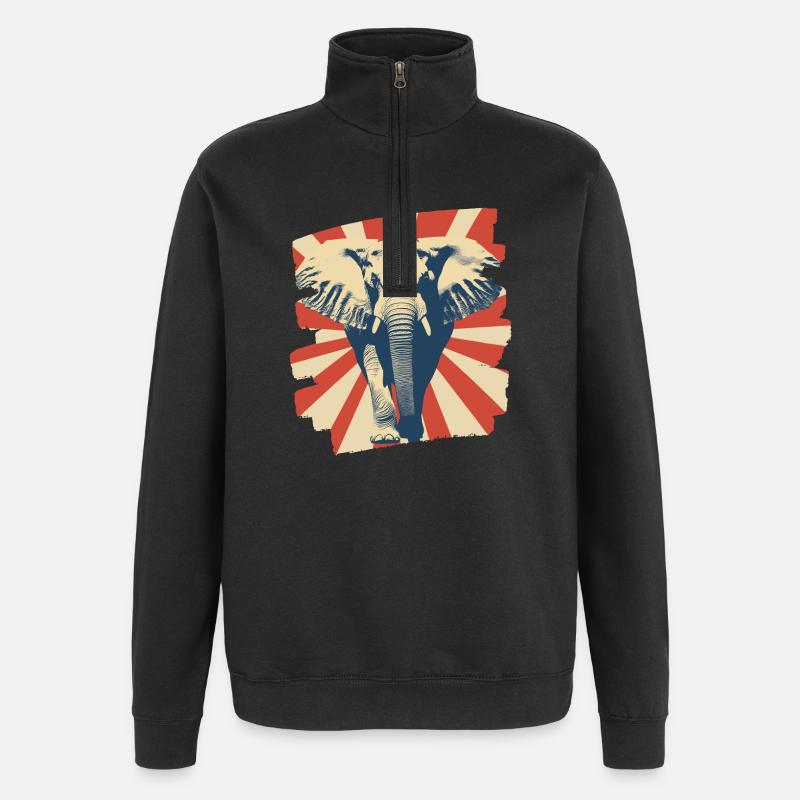 Éléphant - Sweat à zip 1/4 - noir