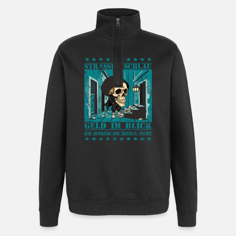 Crâne de rue - Sweat à zip 1/4 - noir