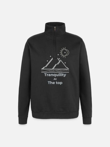 Tranquillité au sommet slow living - Sweat à zip 1/4 - noir