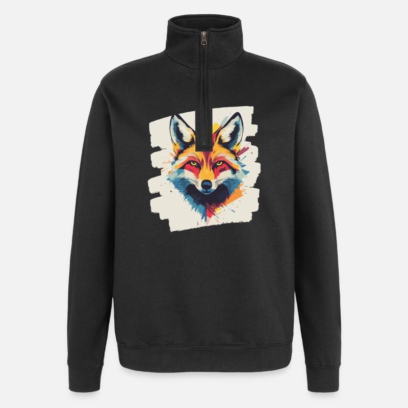 Fox - Quarter-Zip Sweatshirt - black