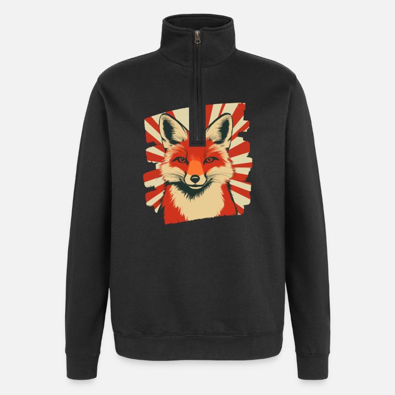 Fox Retro - Quarter-Zip Sweatshirt - black