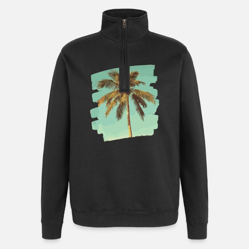 Palm Tree Retro - Quarter-Zip Sweatshirt - black