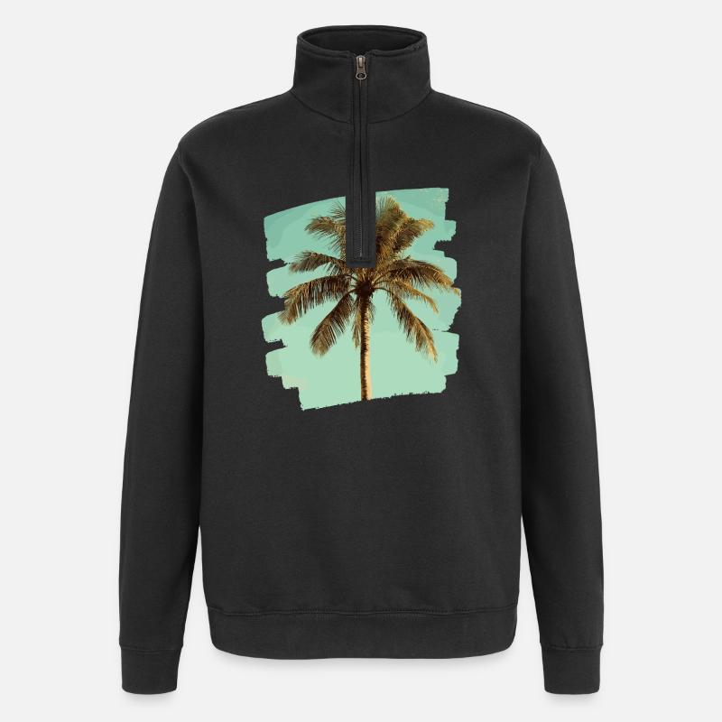Palm tree - Quarter-Zip Sweatshirt - black