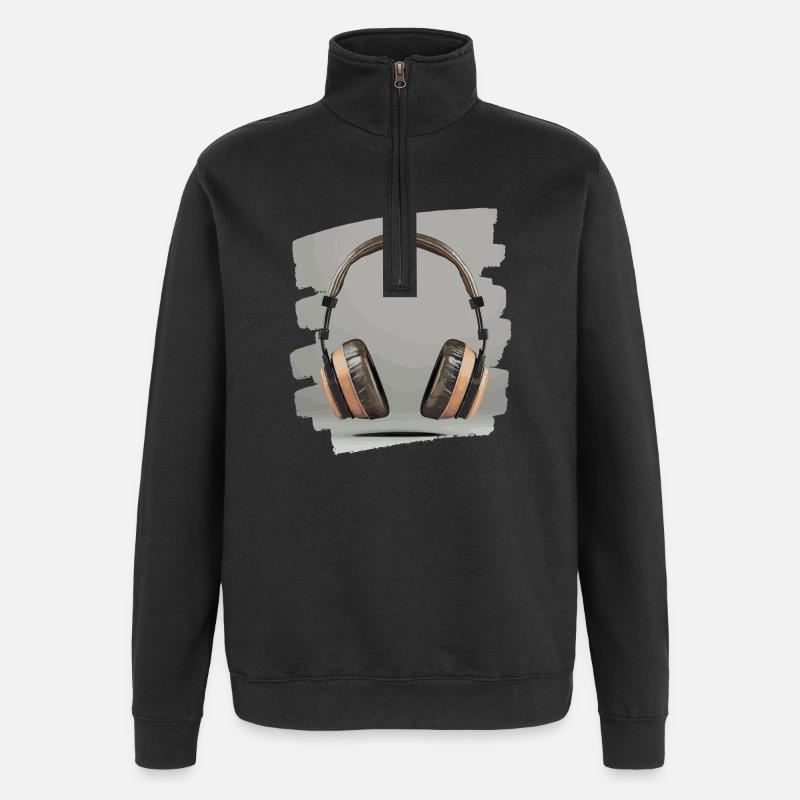 Kopfhörer - Quarter-Zip-Sweatshirt - Schwarz