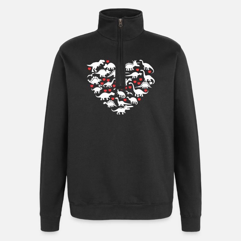 Ich liebe Dinosaurier - Quarter-Zip-Sweatshirt - Schwarz