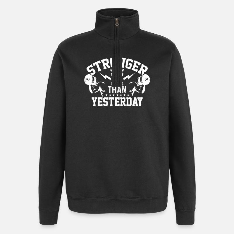 Stronger Than Yesterday - Quarter-Zip Sweatshirt - black