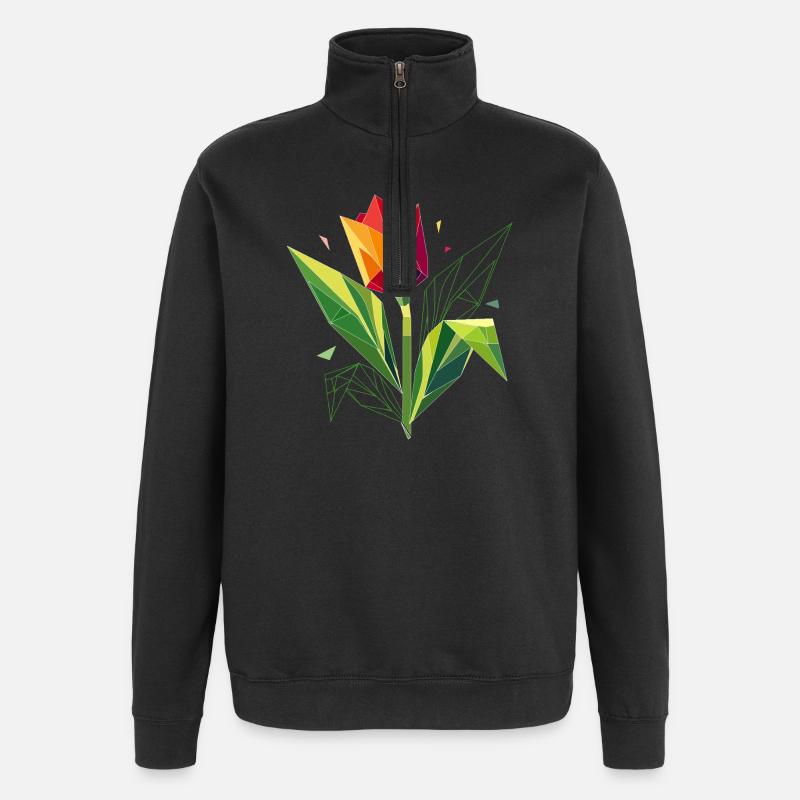 Geometric tulip – elegance in polygons - Quarter-Zip Sweatshirt - black