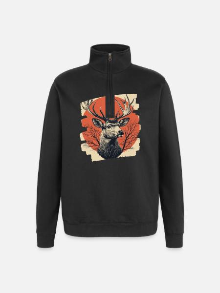 Deer with antlers - Quarter-Zip Sweatshirt - black