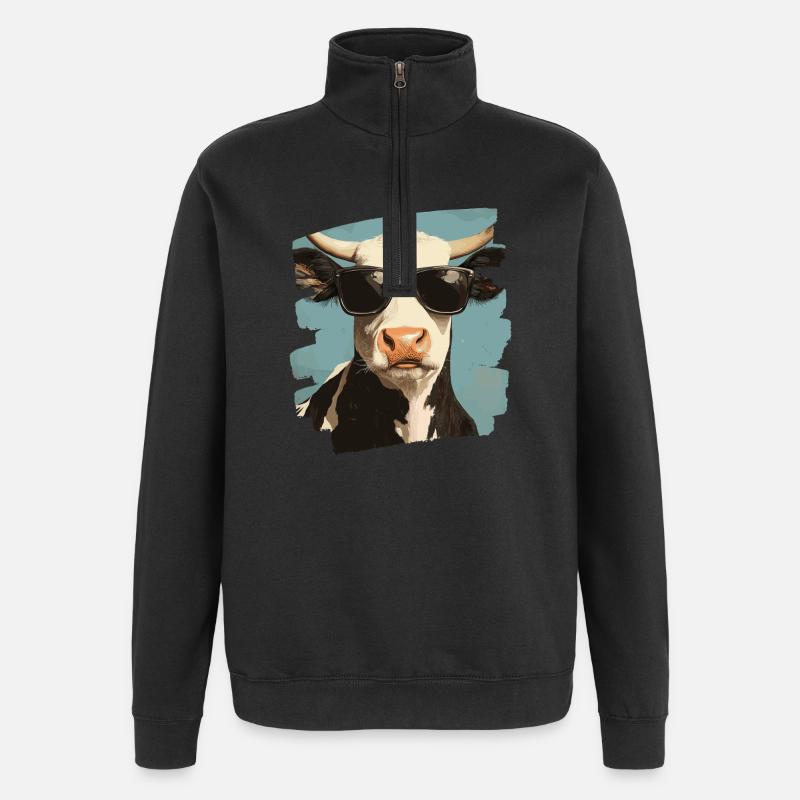 Kuh Bauer - Quarter-Zip-Sweatshirt - Schwarz