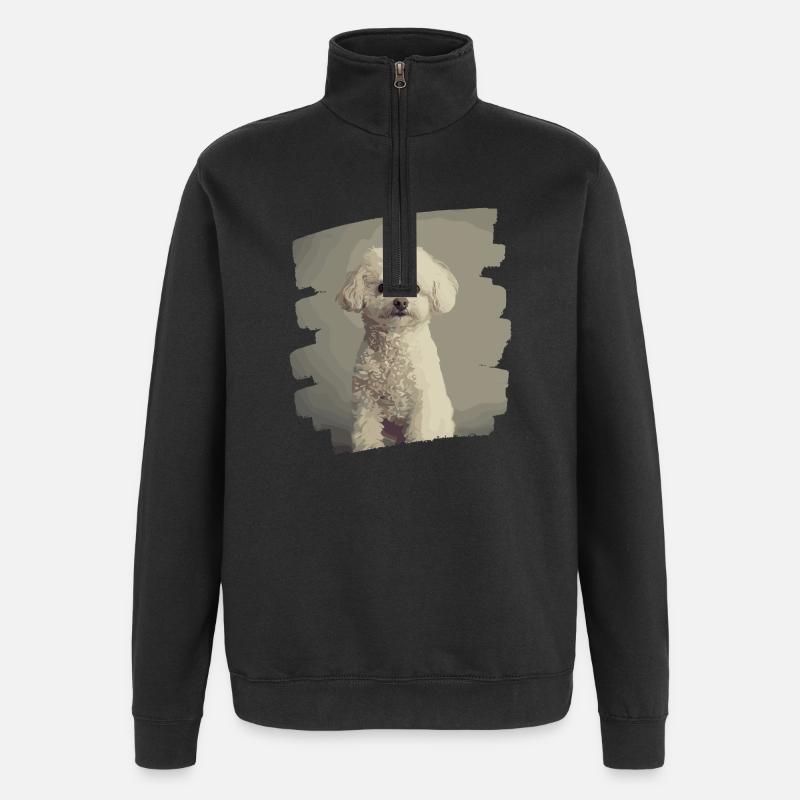 Caniche - Sweat à zip 1/4 - noir