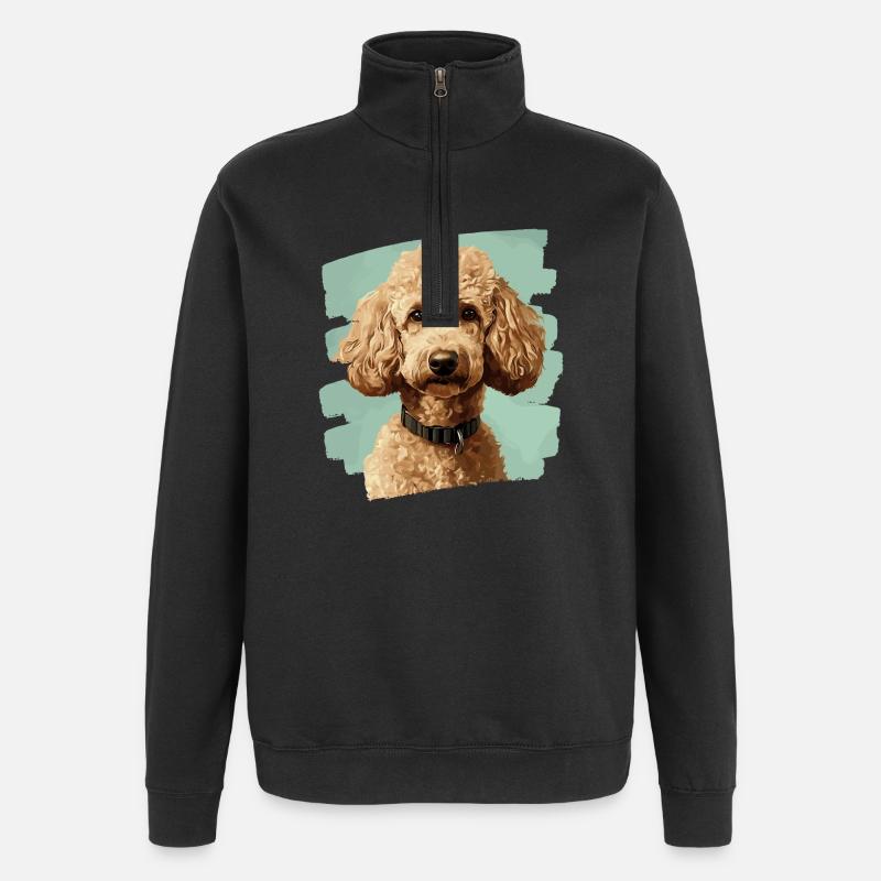 Caniche - Sweat à zip 1/4 - noir