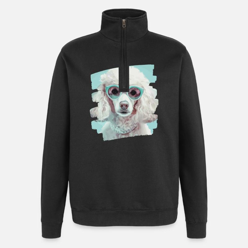 Caniche - Sweat à zip 1/4 - noir