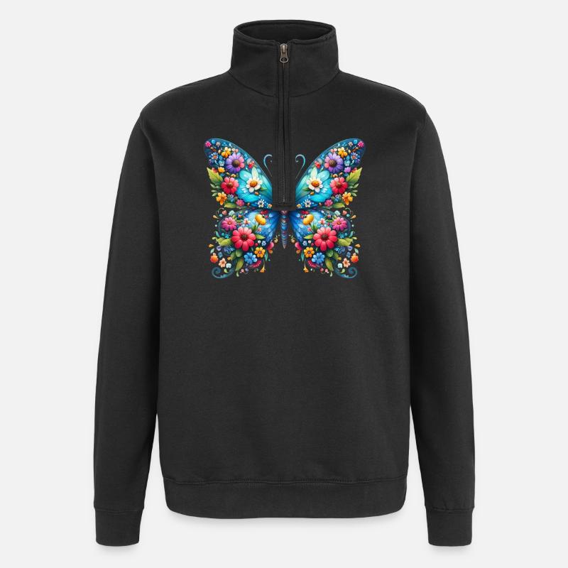 Papillon - Sweat à zip 1/4 - noir