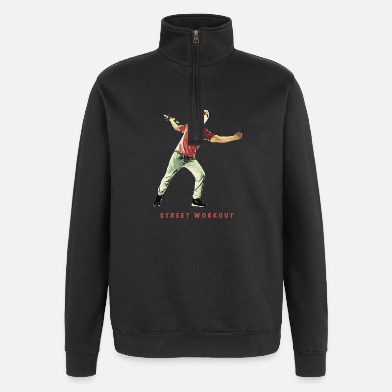 Street Workout ohne Gewicht - Quarter-Zip-Sweatshirt - Schwarz