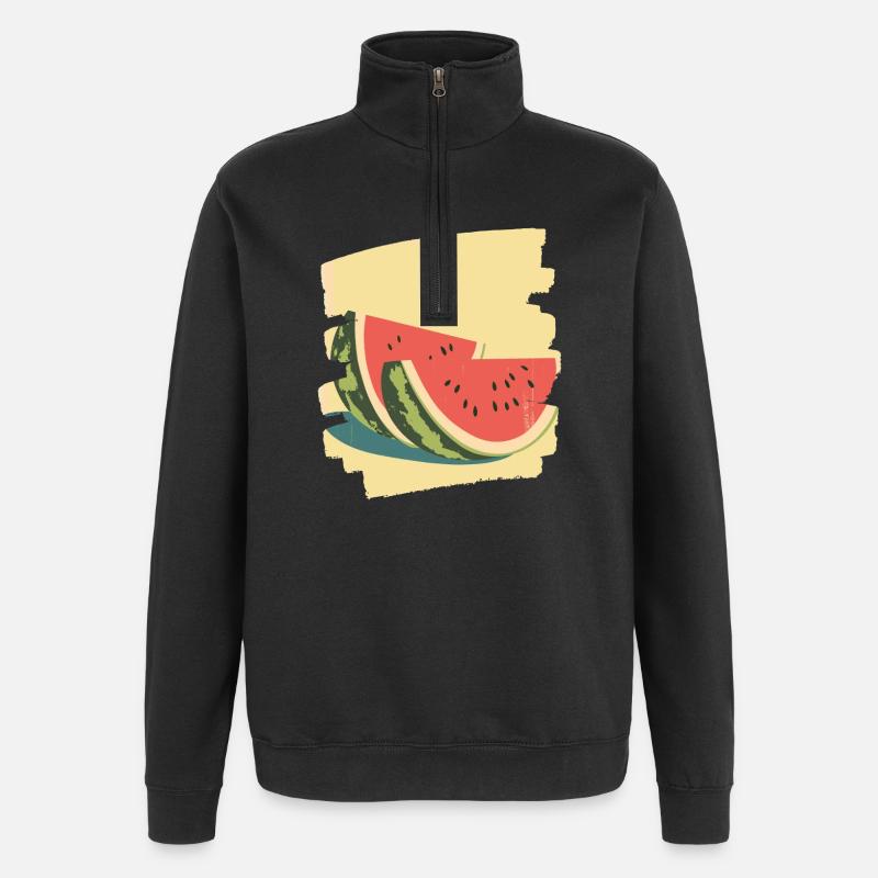 Pastèque - Sweat à zip 1/4 - noir