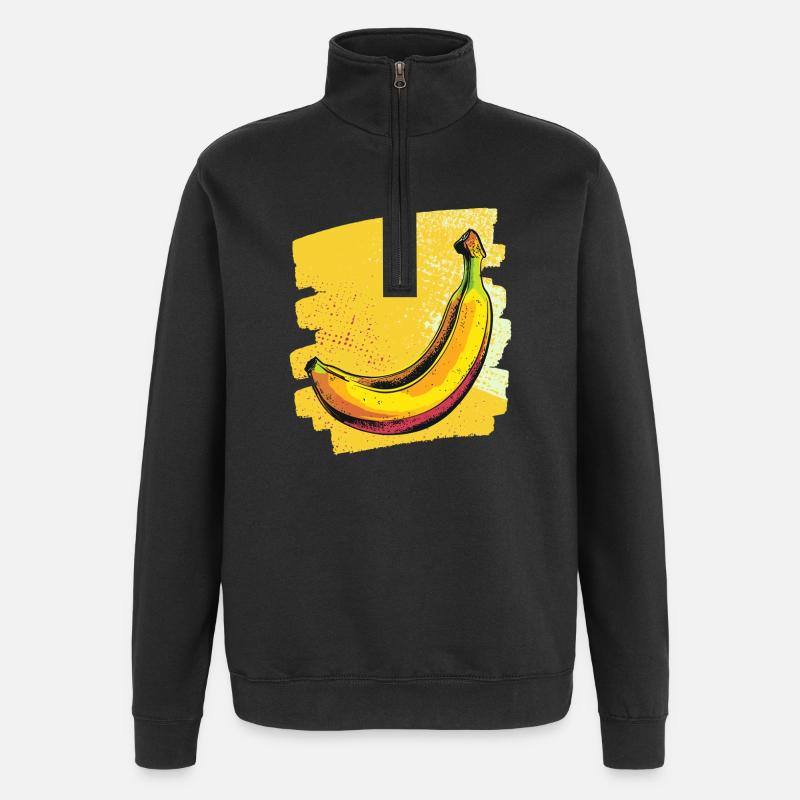 Banane - Sweat à zip 1/4 - noir