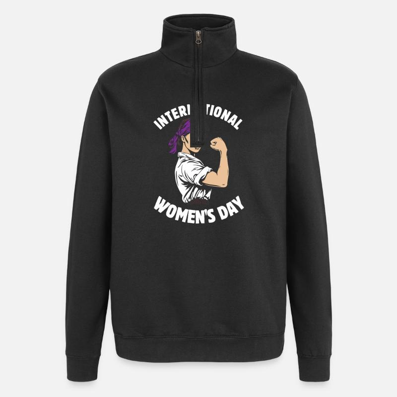 International Women's Day - Gift - Quarter-Zip Sweatshirt - black