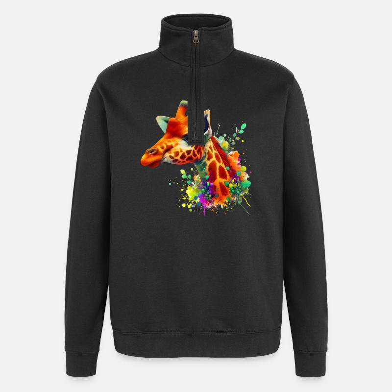 Giraffe - Quarter-Zip Sweatshirt - black