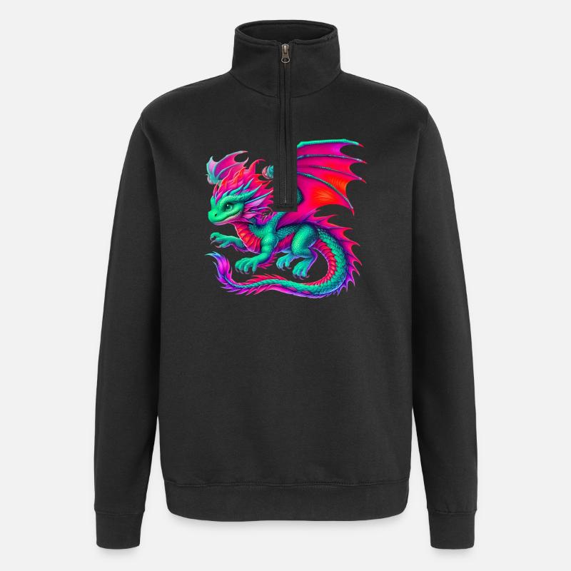 Drache - Quarter-Zip-Sweatshirt - Schwarz