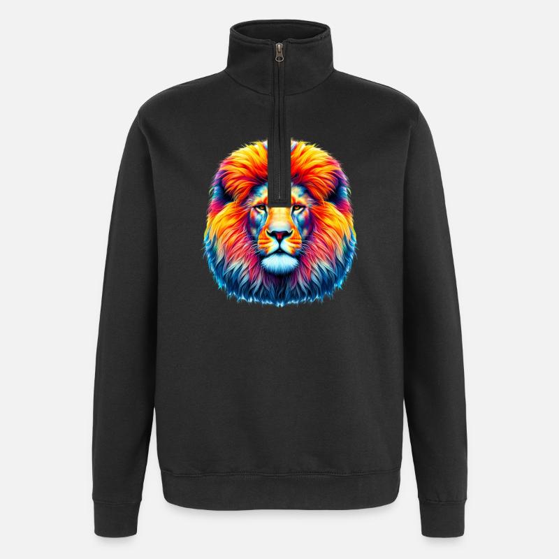 Lion - Sweat à zip 1/4 - noir