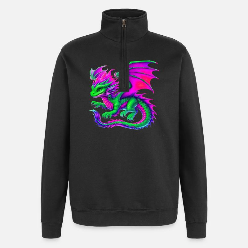 Drache - Quarter-Zip-Sweatshirt - Schwarz