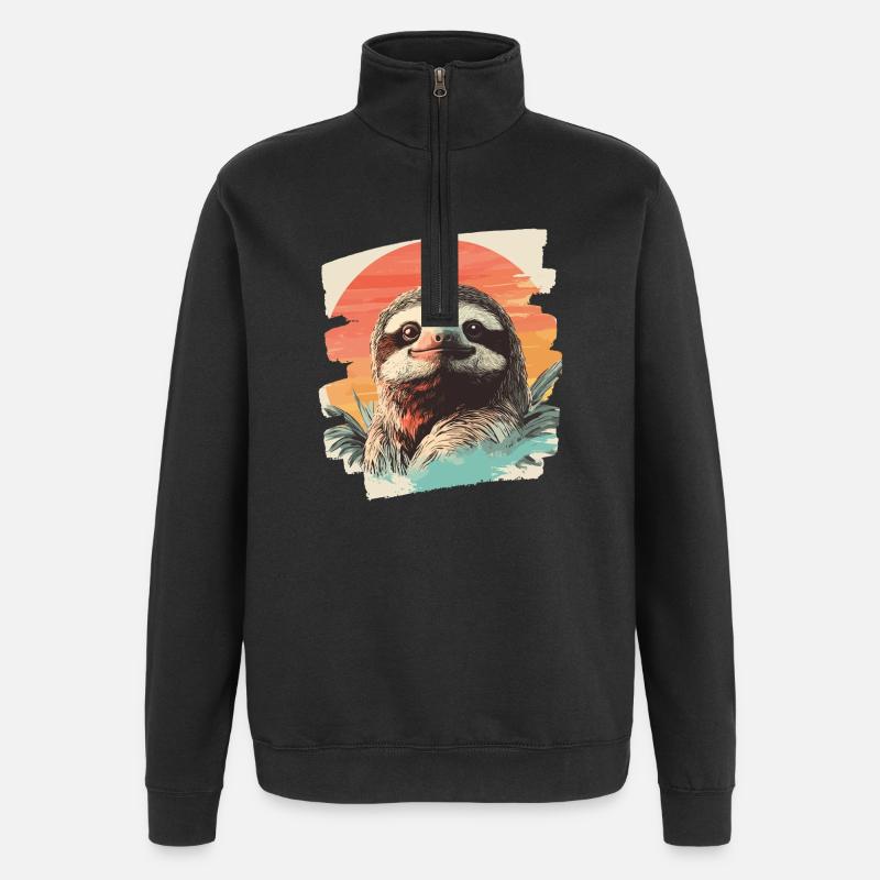 Faultier - Quarter-Zip-Sweatshirt - Schwarz