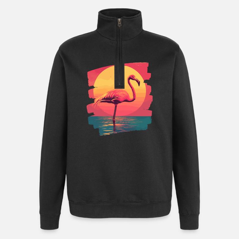 Flamingo - Quarter-Zip Sweatshirt - black