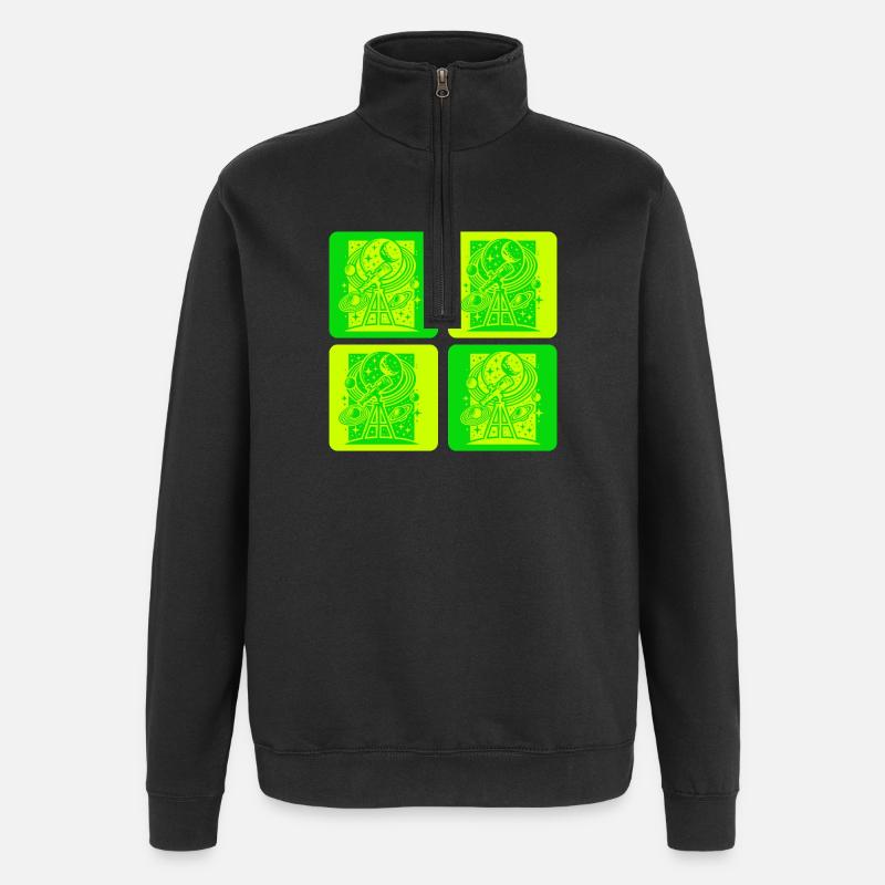Astronomie Retro Design - Quarter-Zip-Sweatshirt - Schwarz