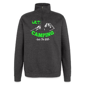 Camping Zelten Erlebnis in der Wildnis - Quarter-Zip-Sweatshirt - Anthrazit - Vorne - AI Model Female 172 light (172cm) & AI Model Male 178 dark (178cm)