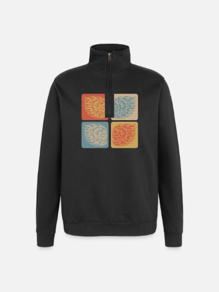 Flaming Skull – Biker & Rocker Style - Quarter-Zip Sweatshirt - black