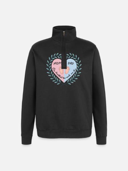 Mom, Dad & Baby Heart Design - Quarter-Zip Sweatshirt - black