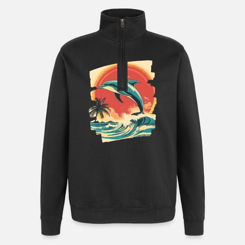 Delfin - Quarter-Zip-Sweatshirt - Schwarz