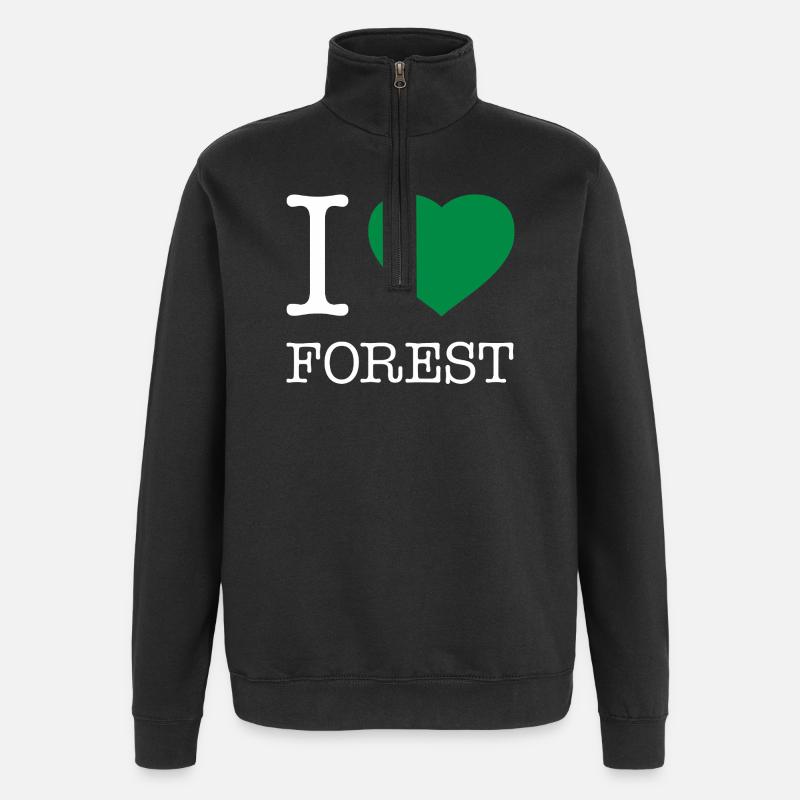 I LOVE FOREST - Quarter-Zip-Sweatshirt - Schwarz