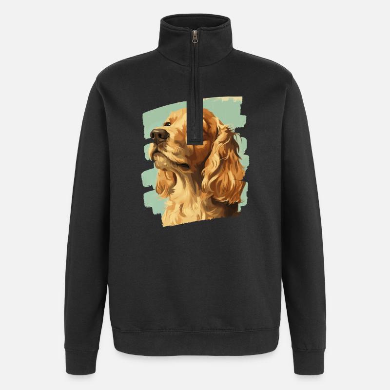 Cocker Spaniel - Sweat à zip 1/4 - noir