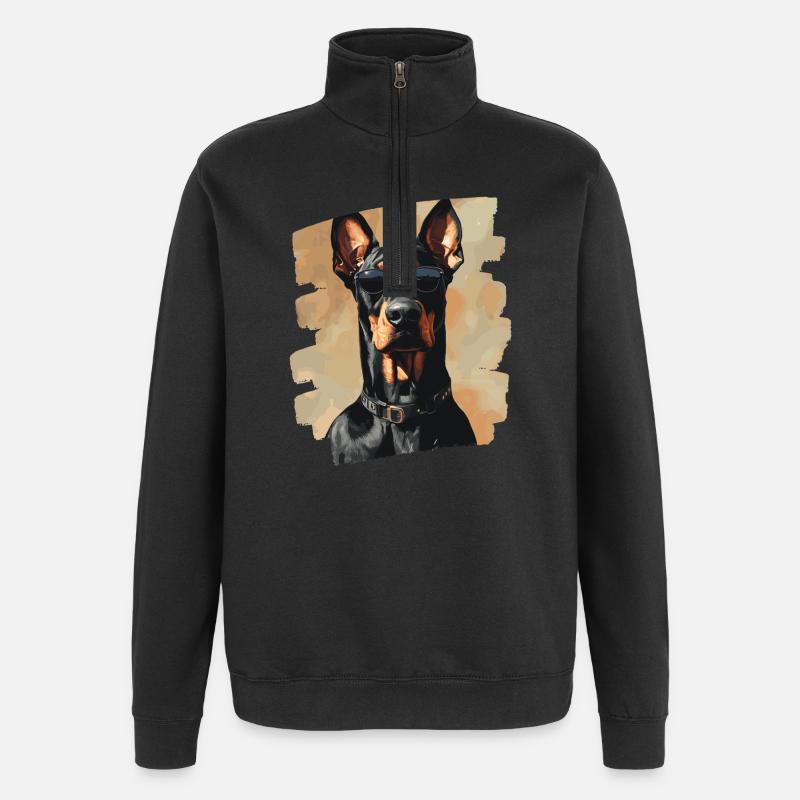 Dobermann - Quarter-Zip-Sweatshirt - Schwarz