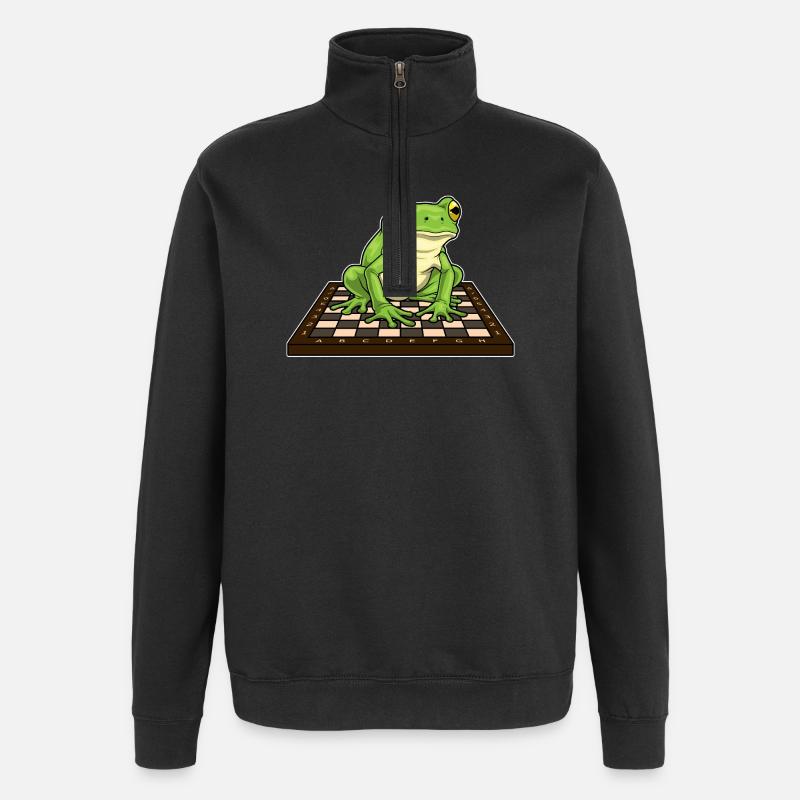 Grenouille Échiquier Échecs - Sweat à zip 1/4 - noir