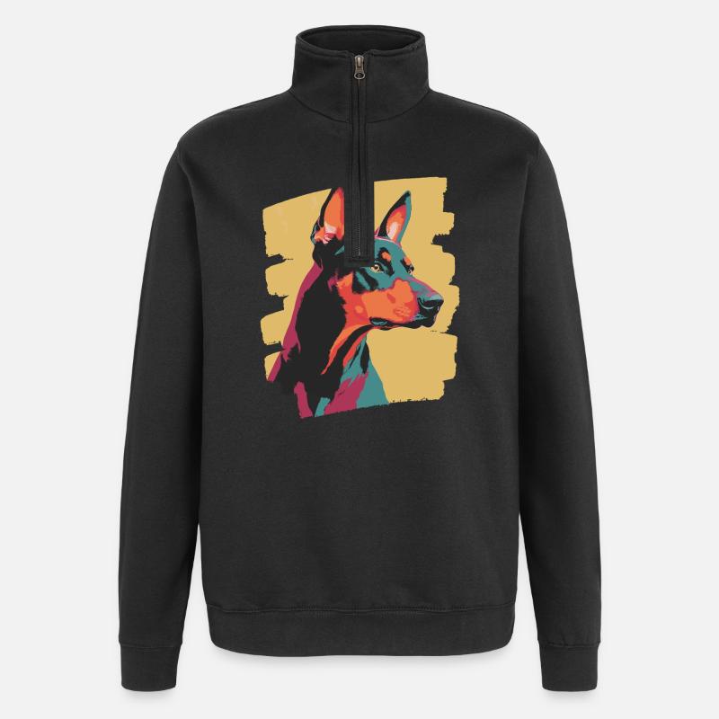 Dobermann - Quarter-Zip-Sweatshirt - Schwarz