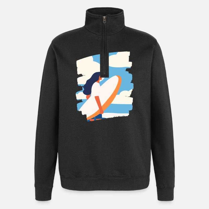 Surfeur - Sweat à zip 1/4 - noir