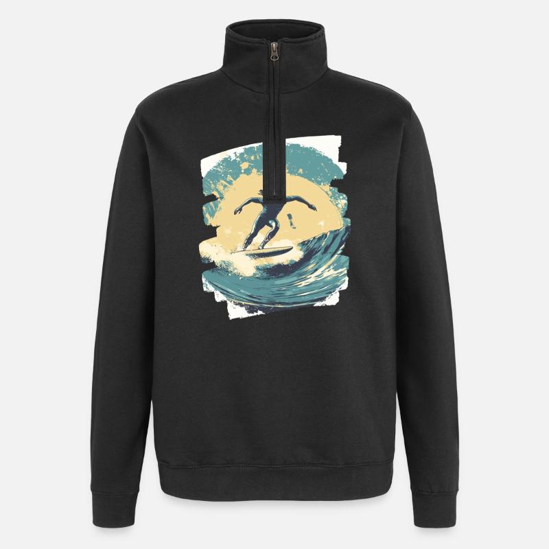 Surfeur - Sweat à zip 1/4 - noir
