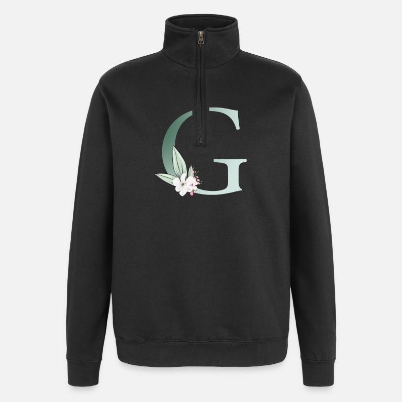 G Monogram, Floral, Personnalisable - Sweat à zip 1/4 - noir
