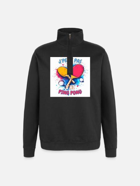 Buntes Tischtennis entfesselt - Quarter-Zip-Sweatshirt - Schwarz
