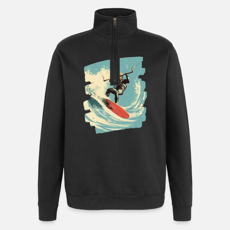 Kitesurfeurs - Sweat à zip 1/4 - noir