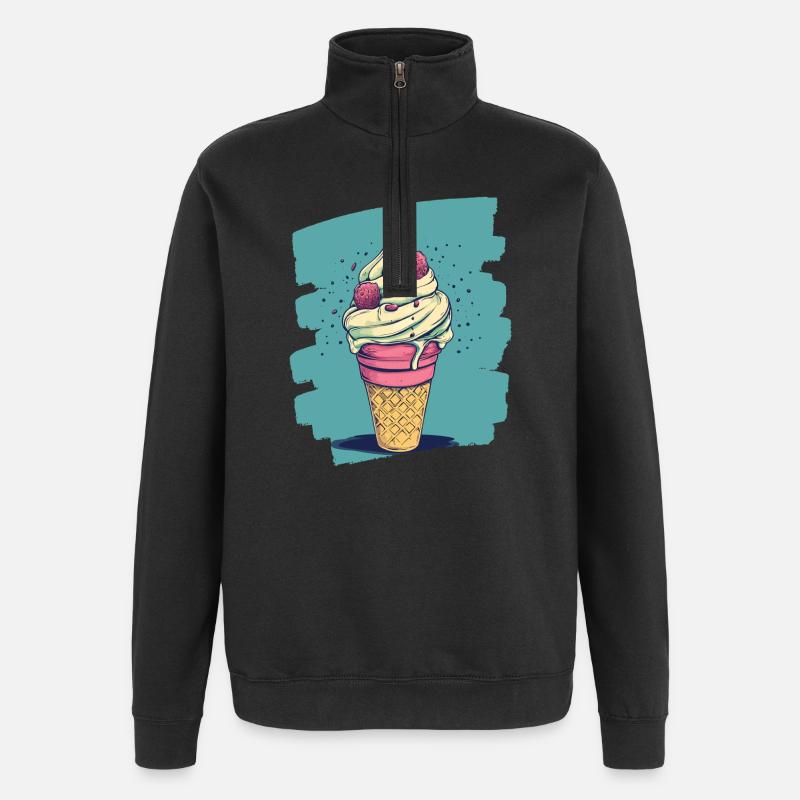 Crème glacée Crème glacée - Sweat à zip 1/4 - noir