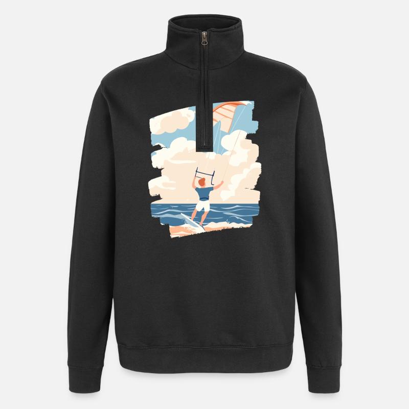Kitesurfer - Quarter-Zip-Sweatshirt - Schwarz