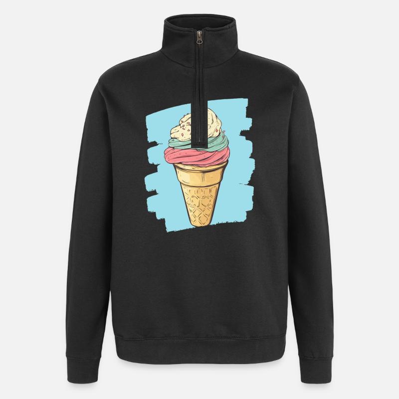 Eiscreme Eis - Quarter-Zip-Sweatshirt - Schwarz