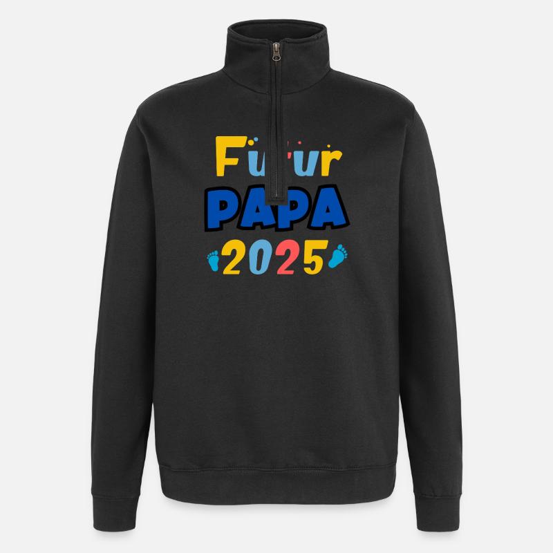 Future Dad 2025 Rainbow - Quarter-Zip Sweatshirt - black