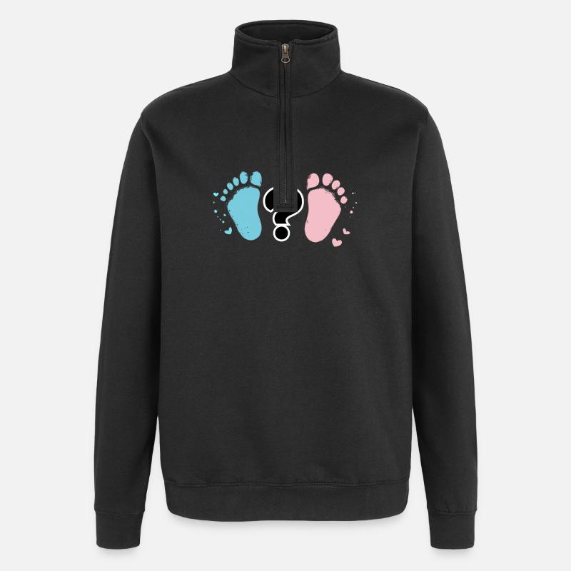 Pastel Baby Footprints and Question - Quarter-Zip Sweatshirt - black