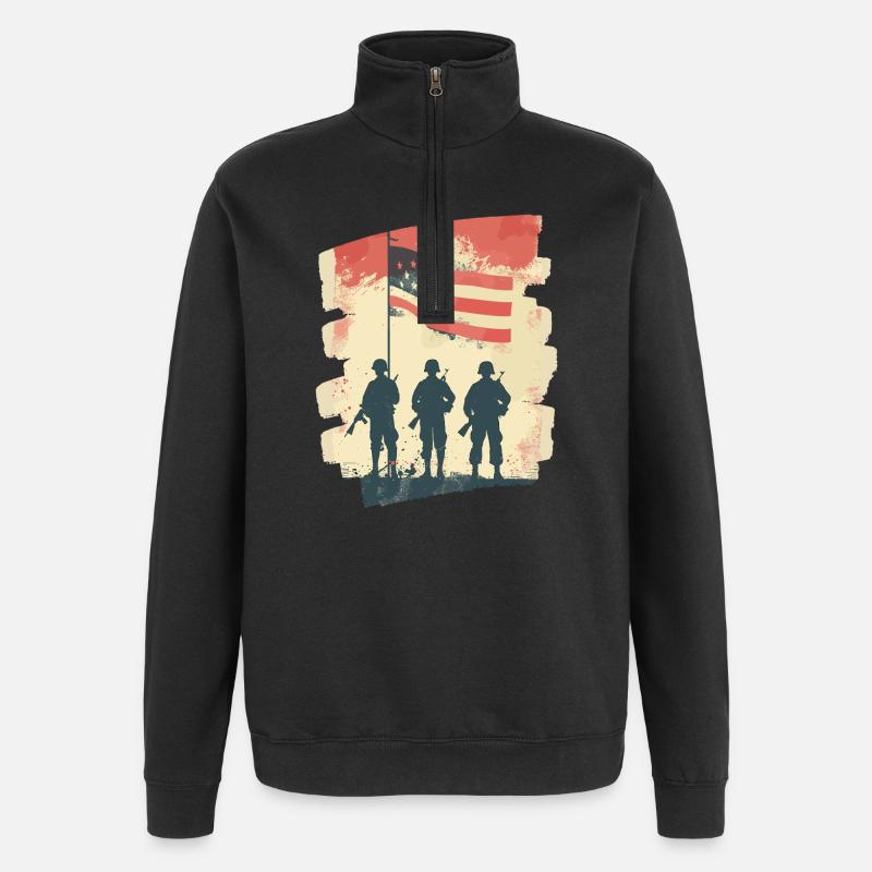 États-Unis 4 - Sweat à zip 1/4 - noir