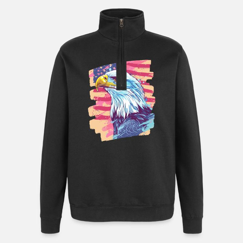 American flag with eagle - Quarter-Zip Sweatshirt - black