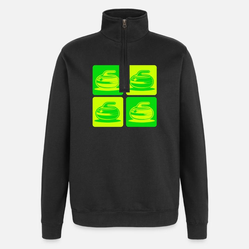 Design classique du curling - Sweat à zip 1/4 - noir